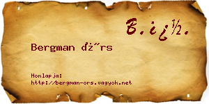 Bergman Örs névjegykártya
